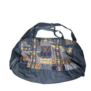 Ecote Vintage blue Jean duffel bag patchwork Urban Outfitters embroidered